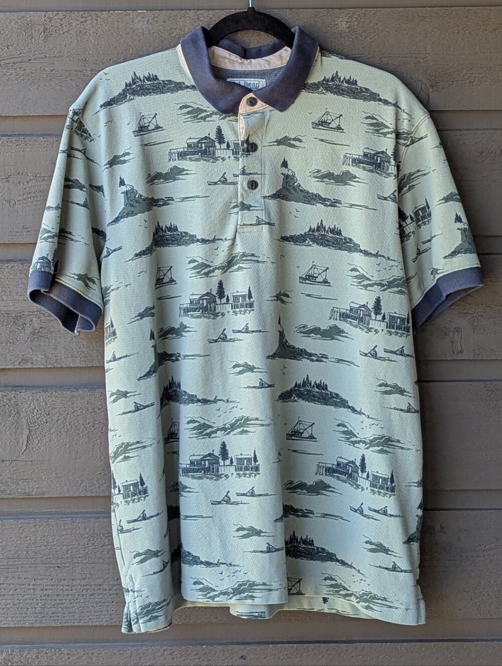 L.L. Bean Men's Casco Bay Rugged Polo Short-Sleeve Size Large Maritime Fisherman